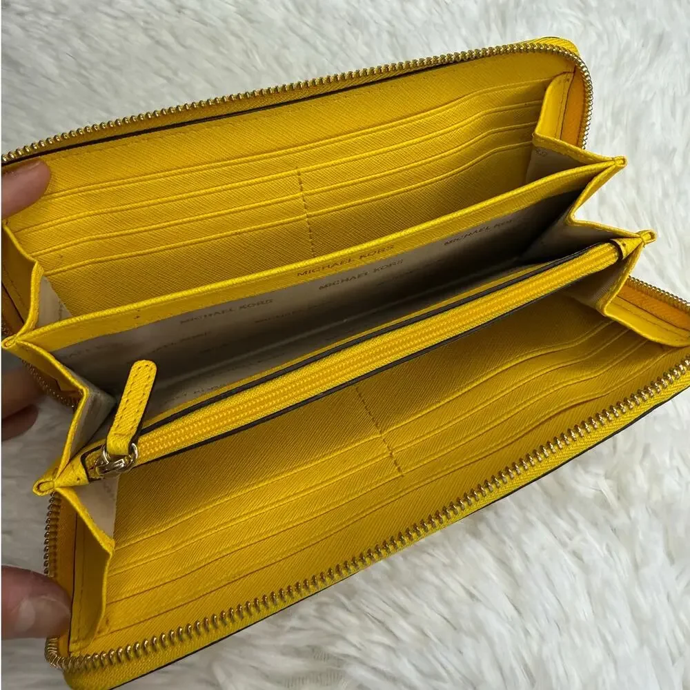 Michael Kors Mustard Yellow Zip Around Wallet